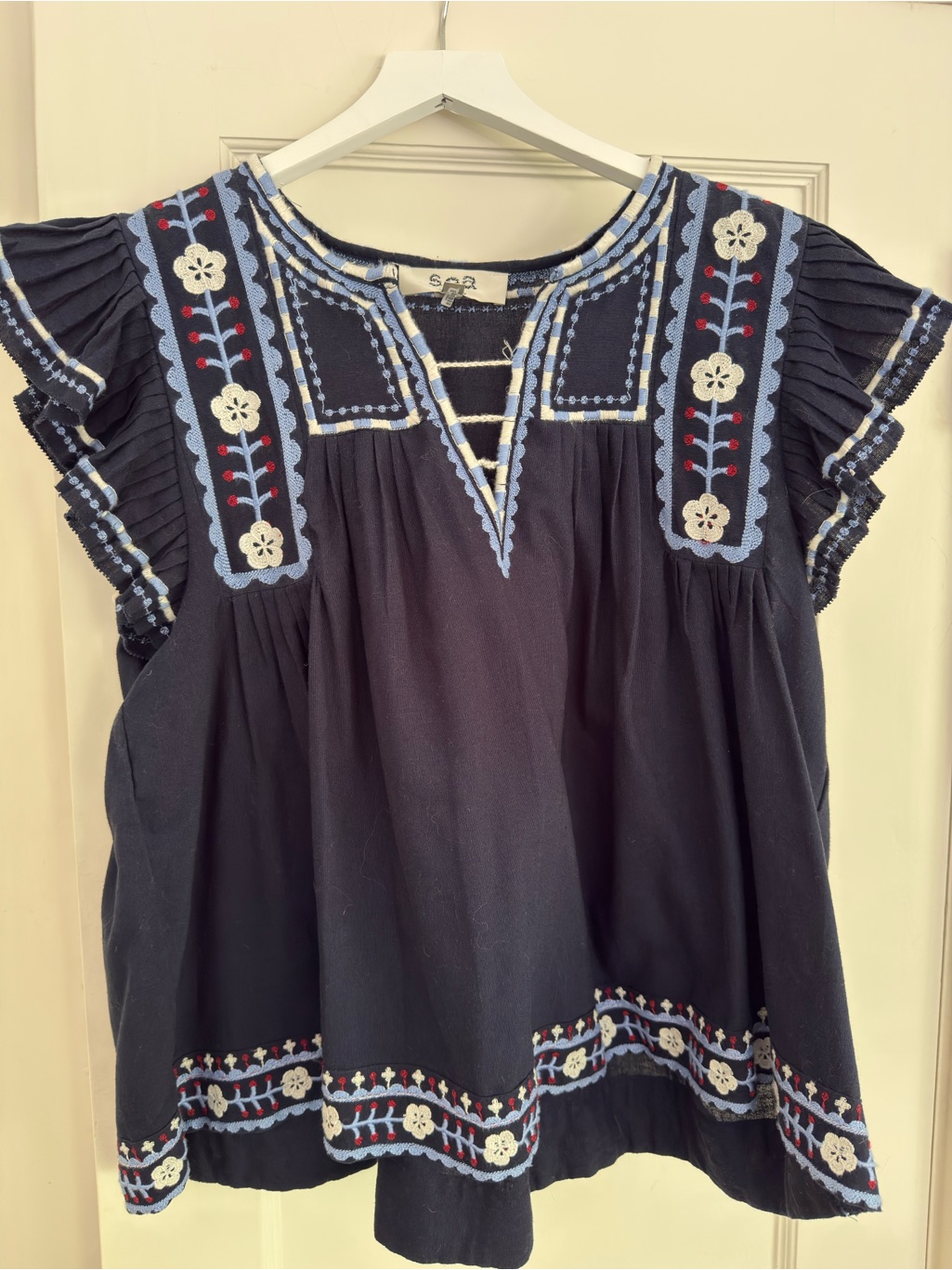 Mille Embroidered Flutter Top